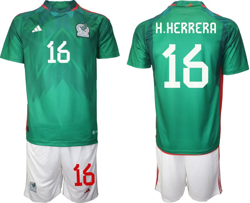 Men 2022 World Cup National Team Mexico home green #16 Soccer Jerseys